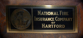 Click photo to see larger pic of Brass Framed Insurance Advertising Sign