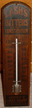 Click photo to see larger pic of Wooden Bitters Advertising Thermometer