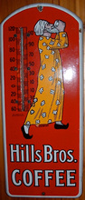 Click photo to see larger pic of Porcelain Enamel Coffee Advertising Thermometer