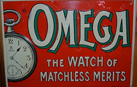 Click photo to see larger pic of Tin Watch Advertising Sign