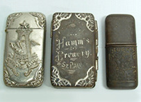 Click photo to see larger pic of Pre-Prohibition Beer Advertising Pocket Match Safes